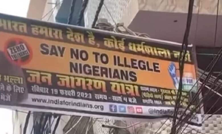 Lady laments over Say No To Illegal Nigerians banner in India (Video)