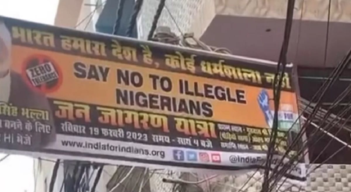 Lady laments over Say No To Illegal Nigerians banner in India (Video)