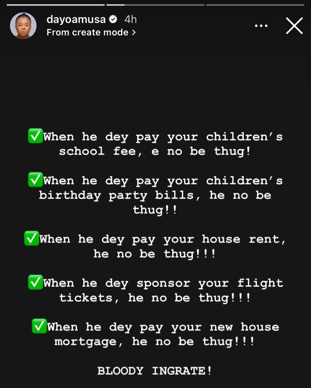 "When e dey pay your children school fees, e no be thug" — Dayo Amusa shades colleague
