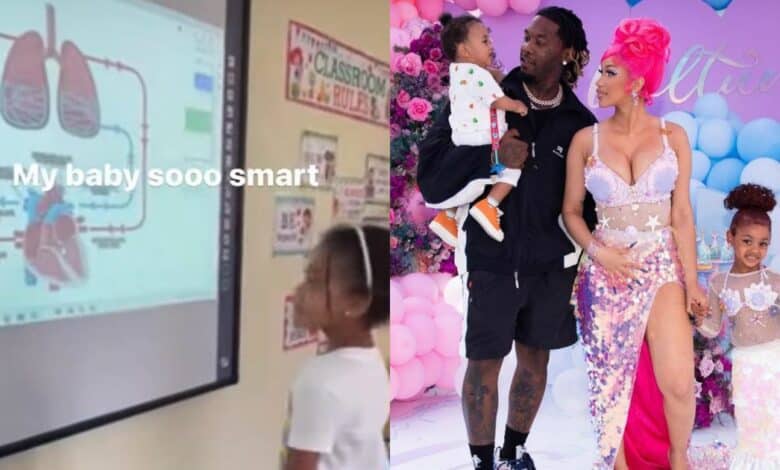 "My baby sooo smart; I don't play about her education" - Cardi B boasts of daughter, Kulture's intelligence (Video)