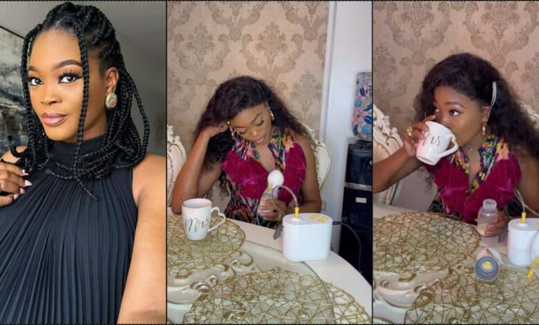 Kiekie drinks her own ‘milk’ (Video)