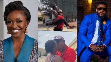 Kate Henshaw and Chidi Mokeme share a kiss as they reunite, netizens react (Video)