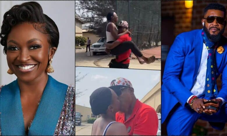 Kate Henshaw and Chidi Mokeme share a kiss as they reunite, netizens react (Video)