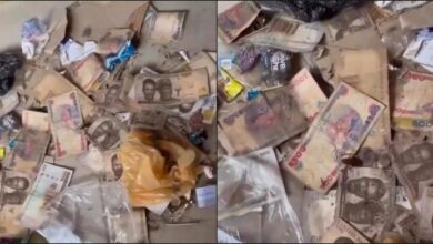 Man shocked as he finds old naira notes stashed under bed by wife