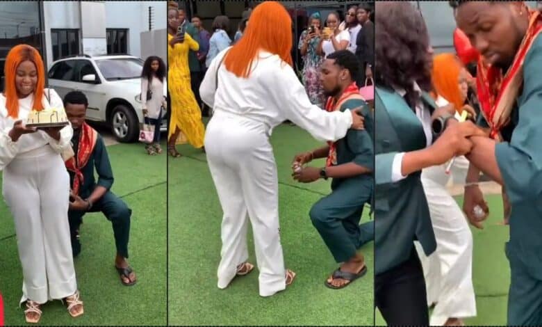 "I told you I don't want this" — Lady embarrasses boyfriend who proposed to her in church (Video)
