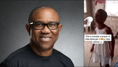Visually impaired child tears up in prayer for Peter Obi to win election (Video)