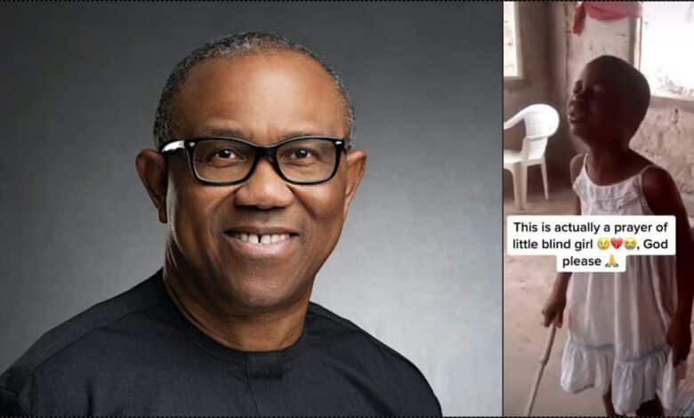 Visually impaired child tears up in prayer for Peter Obi to win election (Video)