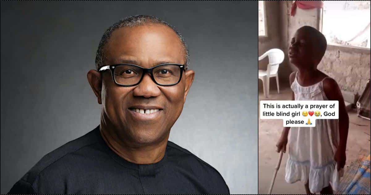 Visually impaired child tears up in prayer for Peter Obi to win election (Video)