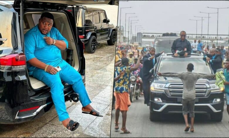 Cubana Chief Priest vows to make teenager millionaire for standing in front of Peter Obi's Convoy