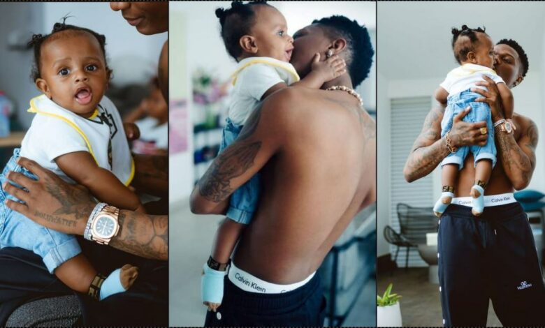 Wizkid shares adorable photos of his newborn son