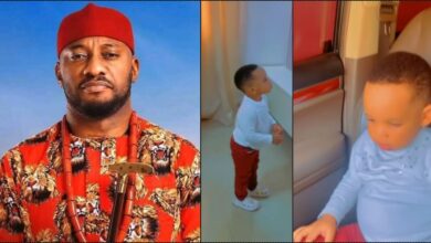 "Growing so fast" — Yul Edochie gushes over his son with Judy Austin (Video)