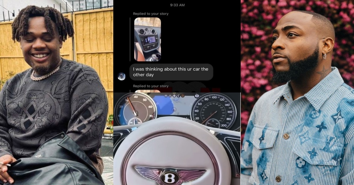 BNXN shares chat with Davido as his Bentley arrives Nigeria
