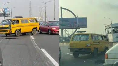 Bus planted traffic mainland bridge Lagos rally