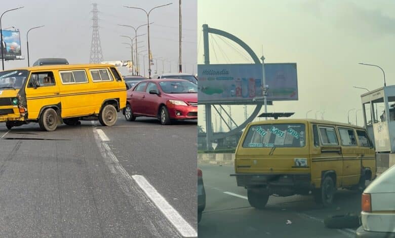 Bus planted traffic mainland bridge Lagos rally