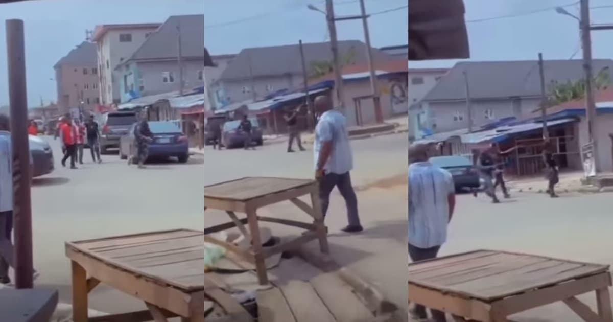 Moment EFCC engaged party thugs in gunfight in Owerri (Video)
