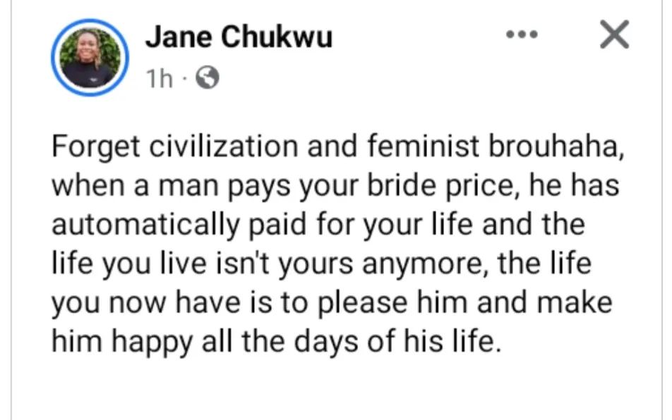 "Once a man pays your bride price, he has paid for your life" — Marriage counselor