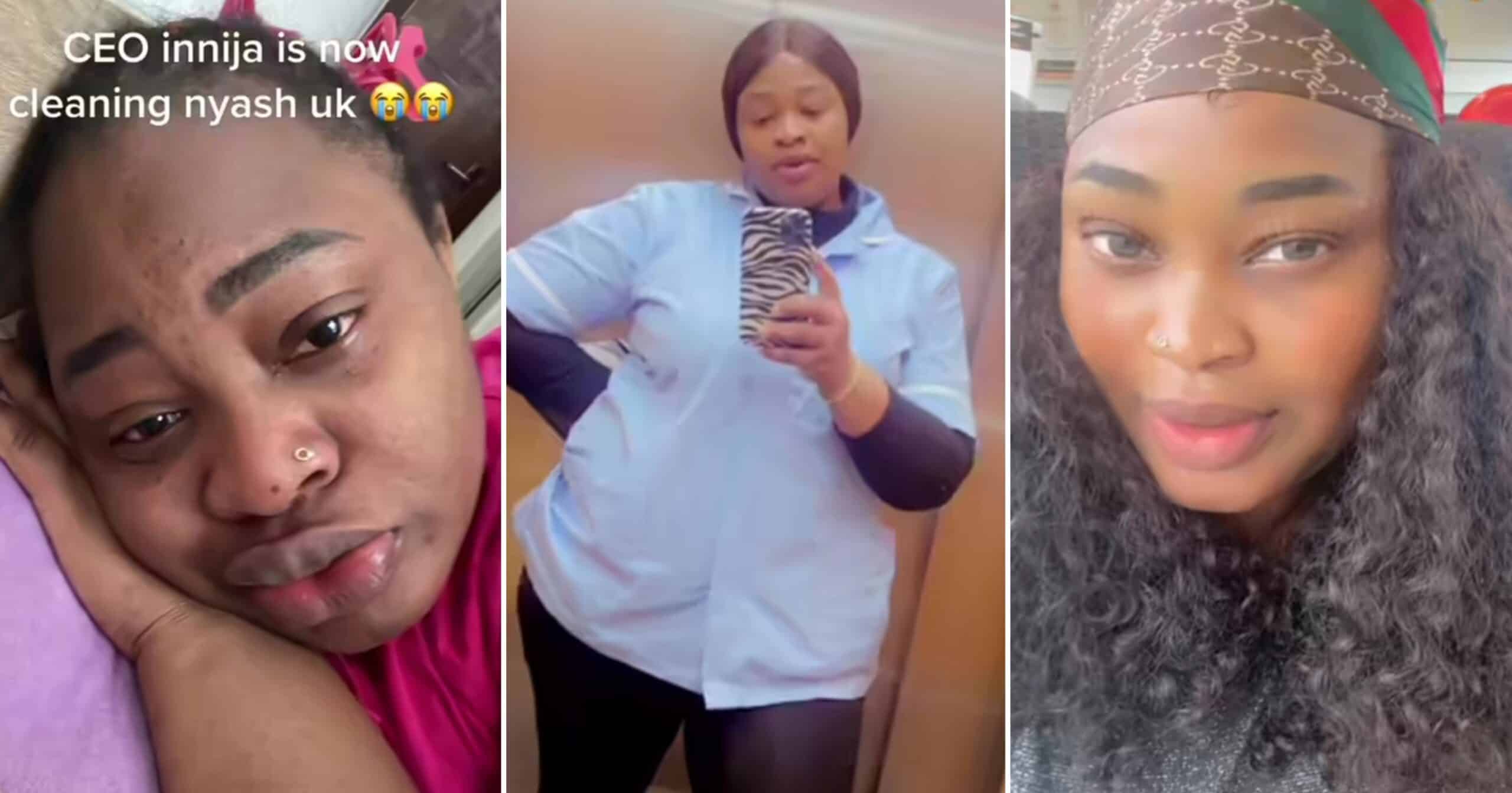 “CEO in Naija is now cleaning nyash in UK” – Nigerian woman who relocated abroad breaks down in tears (Video)