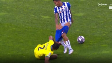 Inter Milan's Denzel Dumfries pulls down Porto star Galeno's shorts during Champions League match