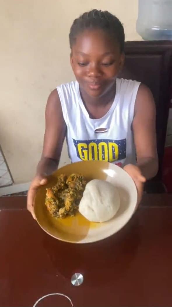 Lady shows off transformation of niece who returned skinny from boarding school (Video)