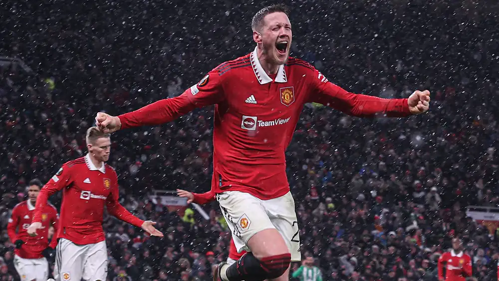 Wout Werghost scores his first goal at Old Trafford