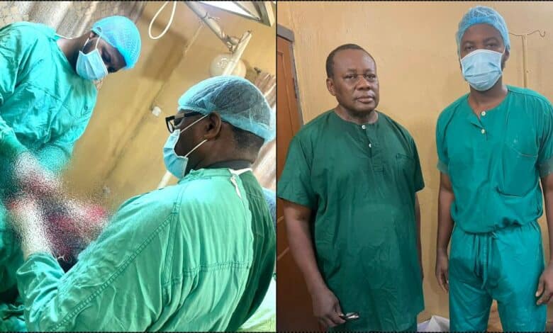Father and son doctors jointly perform surgery