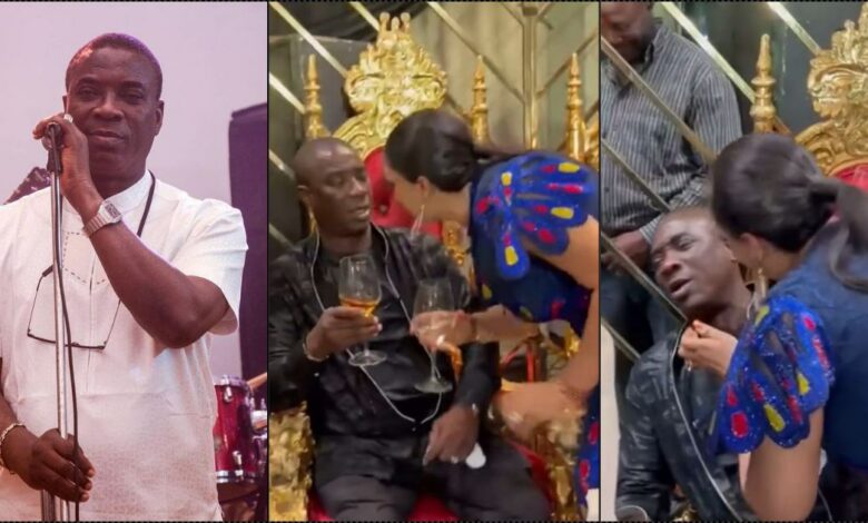 "This is embarrassing" — Netizens fume as Kwam 1 rejects kiss from wife publicly (Video)