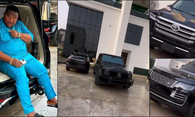 "Na wetin she see be this" — Reactions as Cubana Chief Priest flaunts cars, house amidst side chic saga
