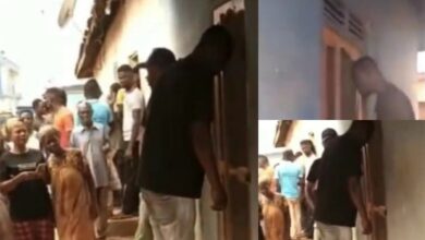 Drama as thief gets stuck at victim's door in Ghana (Video)