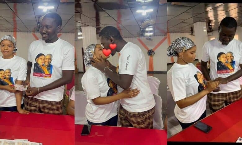 Couple simple church wedding