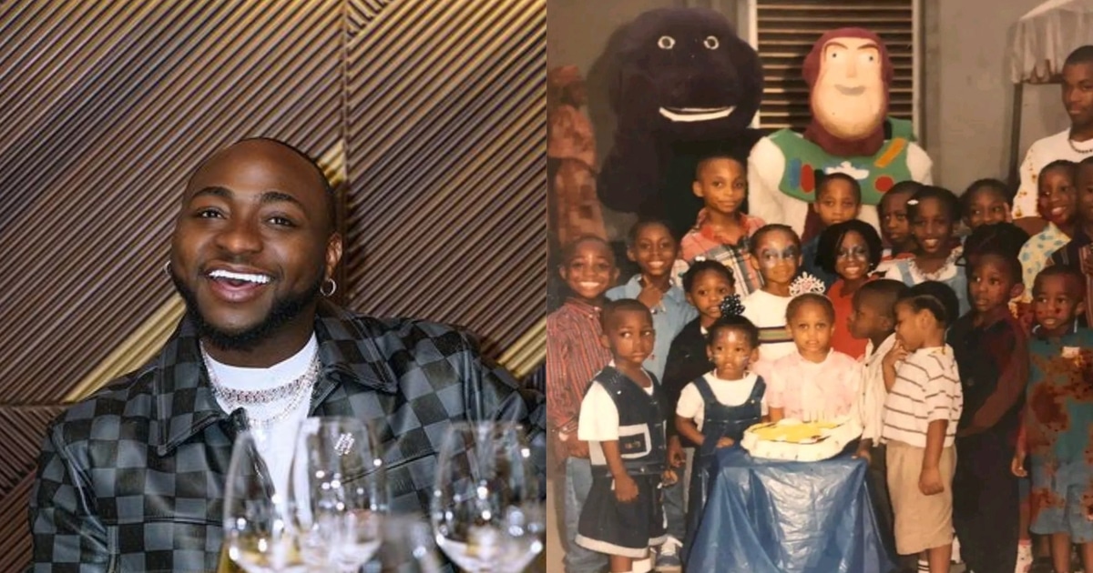 Reactions as adorable throwback photo of Davido at birthday party surfaces