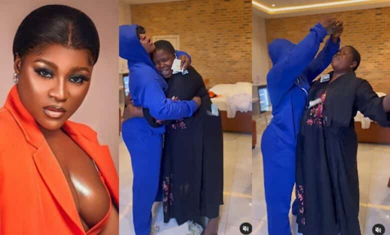 Actress, Destiny Etiko’s mother rain prayers and praises on her as she showers her with gifts and money (Video)