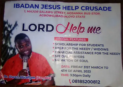 Gambian pastor Owen Abraham 52 phones Ibadan Oyo state 