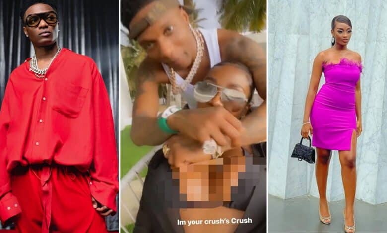 "Popcy go reach everybody" - Netizens react as Cameroonian lady flaunts video with Wizkid, says she is his crush