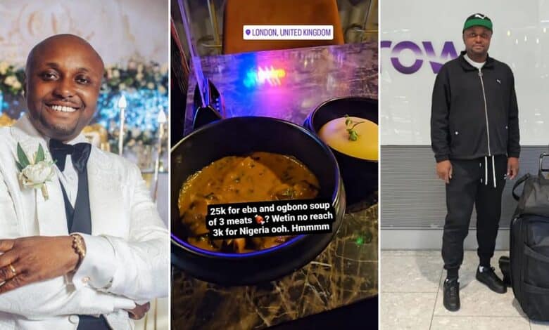 Isreal DMW cries out after spending N25k for Eba and Ogbono soup in UK