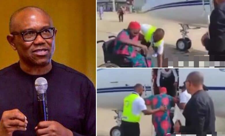 Netizens react as Peter Obi arranges private jet for a stranded elderly man