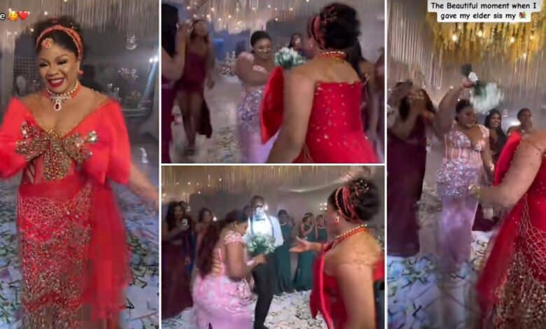 "My biggest supporter" - Bride refuses to throw her bouquet, gives single elder sister
