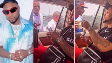 Davido's cousin, B-red spotted giving out money on the street (Video)