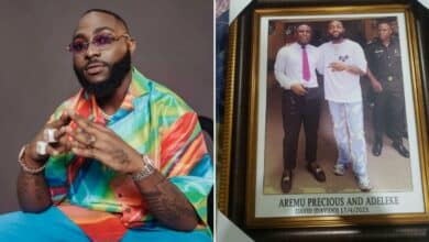 "My great grandchildren will see this" - Man frames photo after meeting Davido for the first time