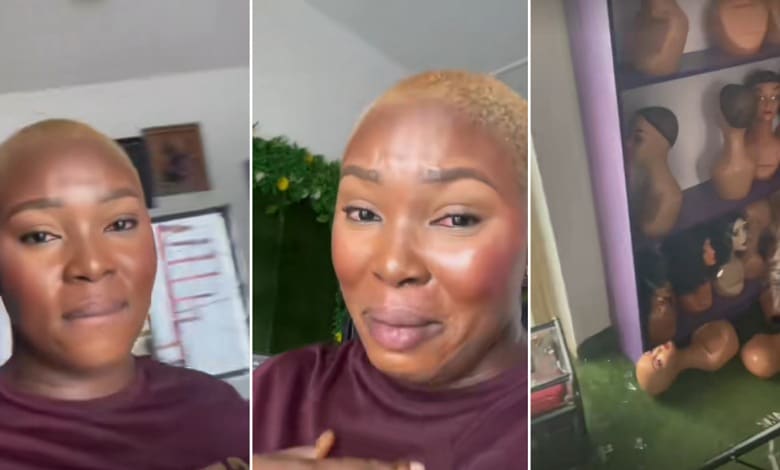 Hair vendor fights back tears after her store got cleared by robbers (video)