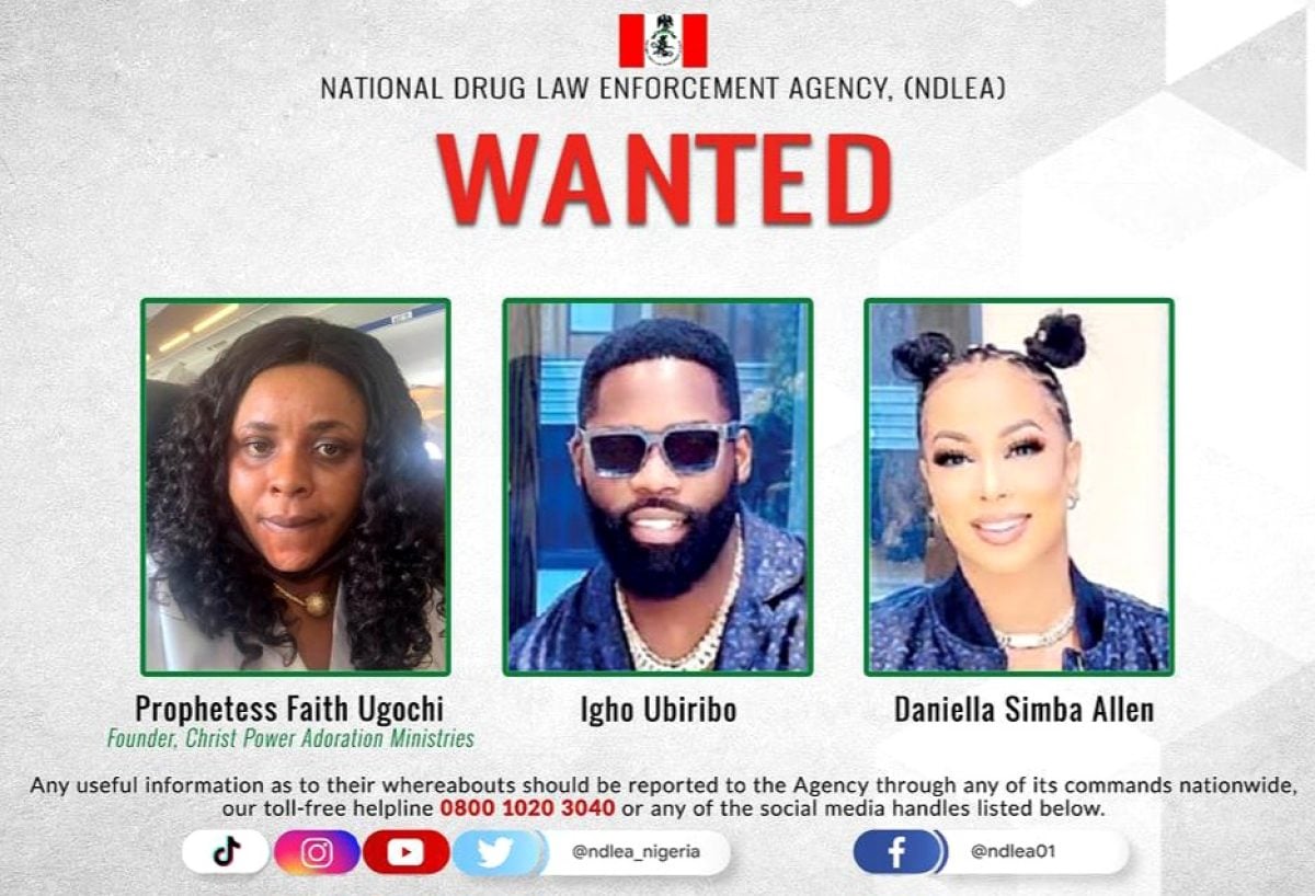 NDLEA declares prophetess, celebrity couple wanted for drug trafficking