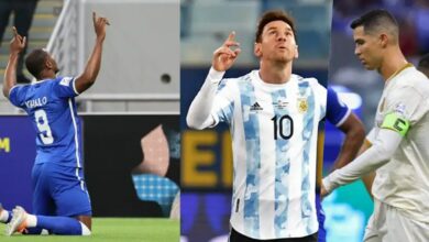 Ighalo imitates Messi's celebration as Cristiano Ronaldo looks on