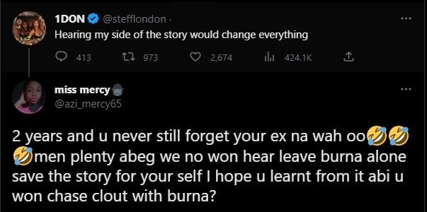 Stefflon Don lambasts trolls insinuating she's yet to get over ex, Burna Boy
