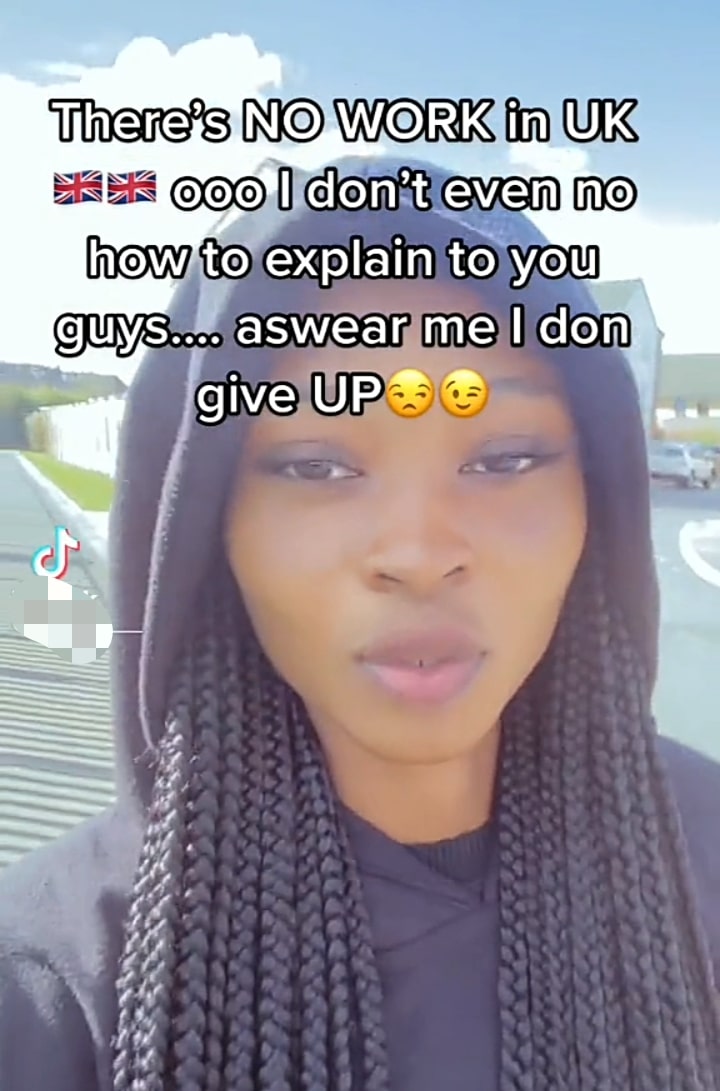 "There's no work in UK" – Lady expresses regret after relocating for greener pastures (Video)