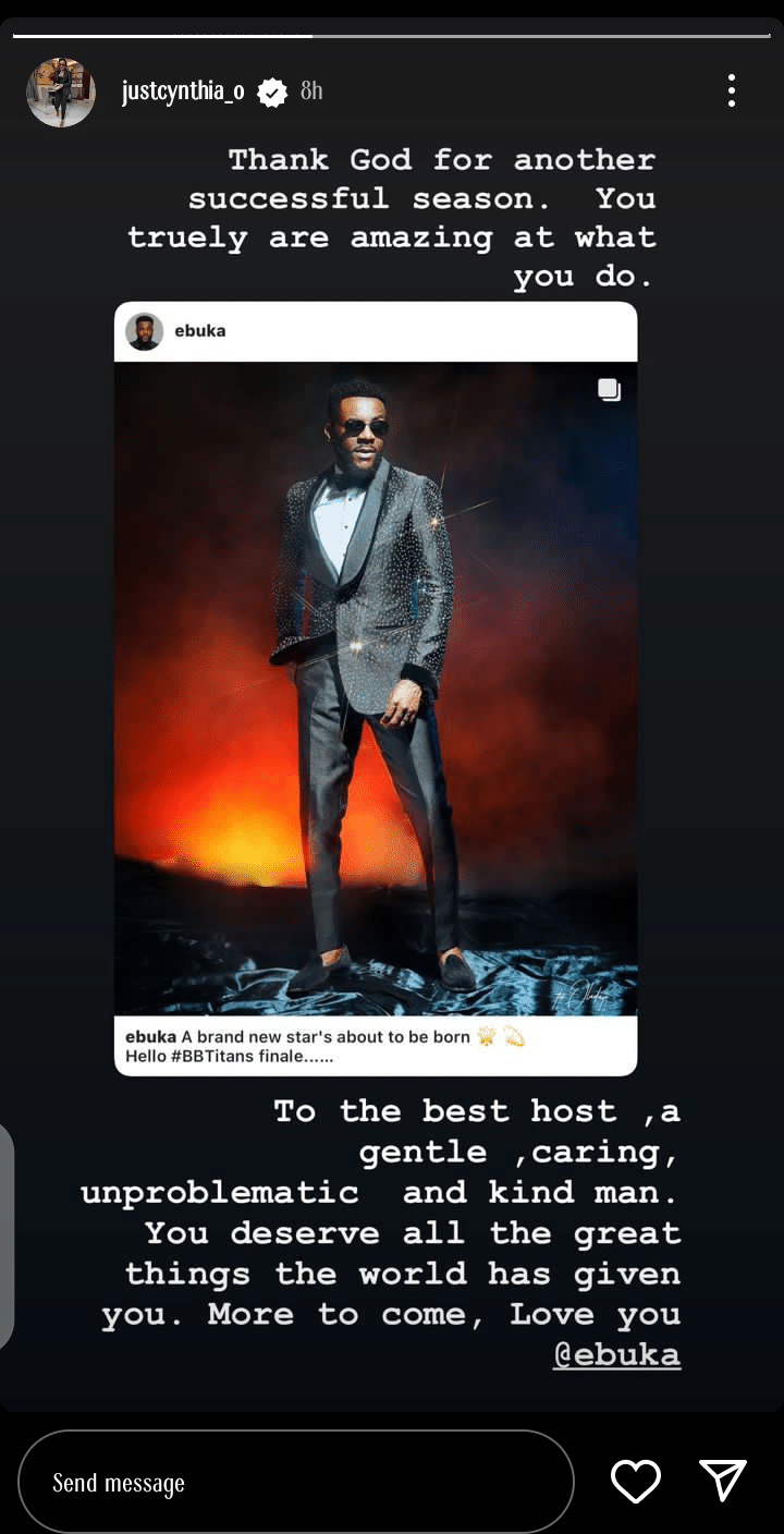 Cynthia Obi-Uchendu Celebrates Hubby Ebuka's Success following the end of BbTitan