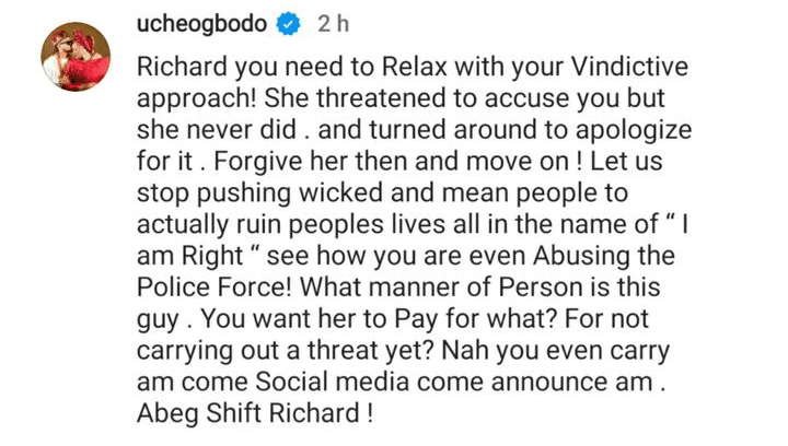 "Relax with your vindictive approach" - Uche Ogbodo tells man who is seeking justice after been falsely accused of rape
