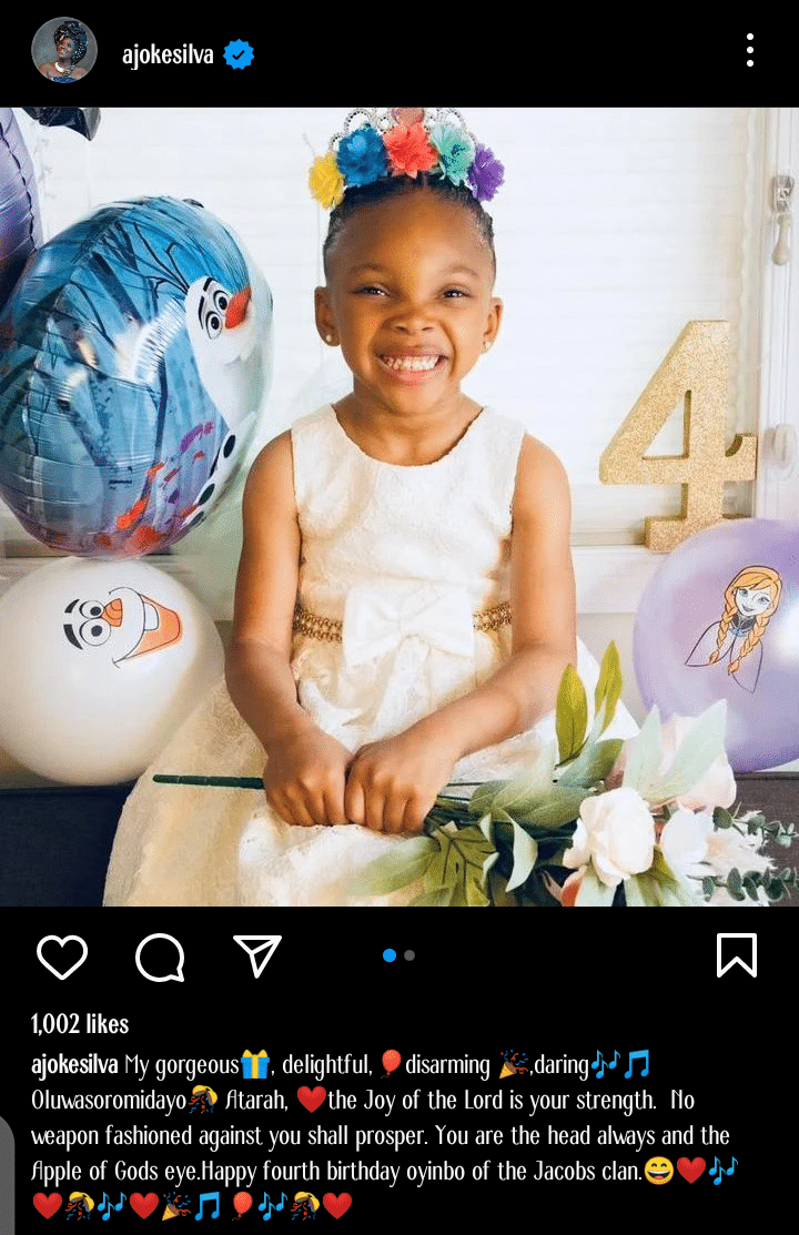 “Oyinbo of the Jacobs clan" -Joke Silva pend emotional to tribute to her granddaughter as she turns 4