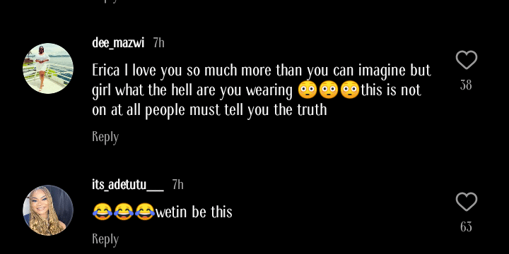 Netizens mock Erica over her choice of outfit to Queen Charlotte premiere