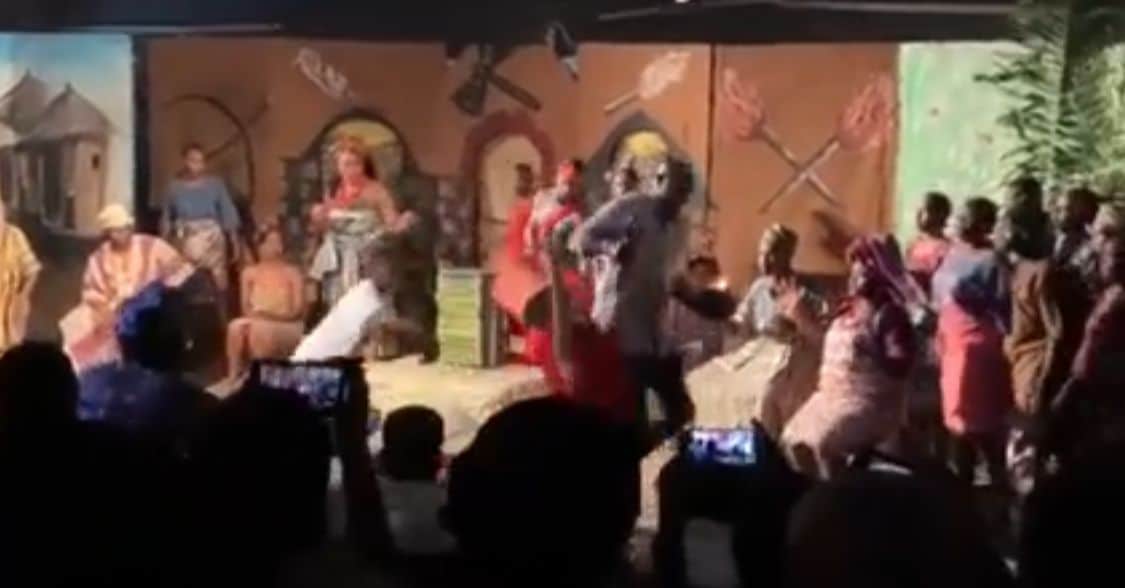 Drama as spirit of Sango reportedly possesses EKSU student during show (Video)