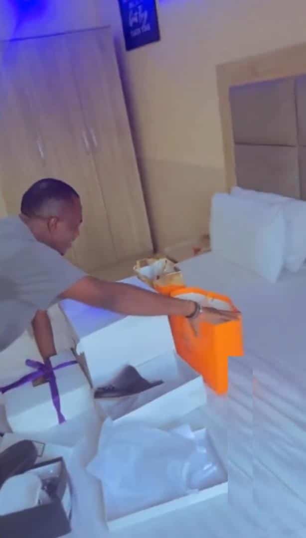 Nigerian lady surprises boyfriend with loads of birthday gift (Video)