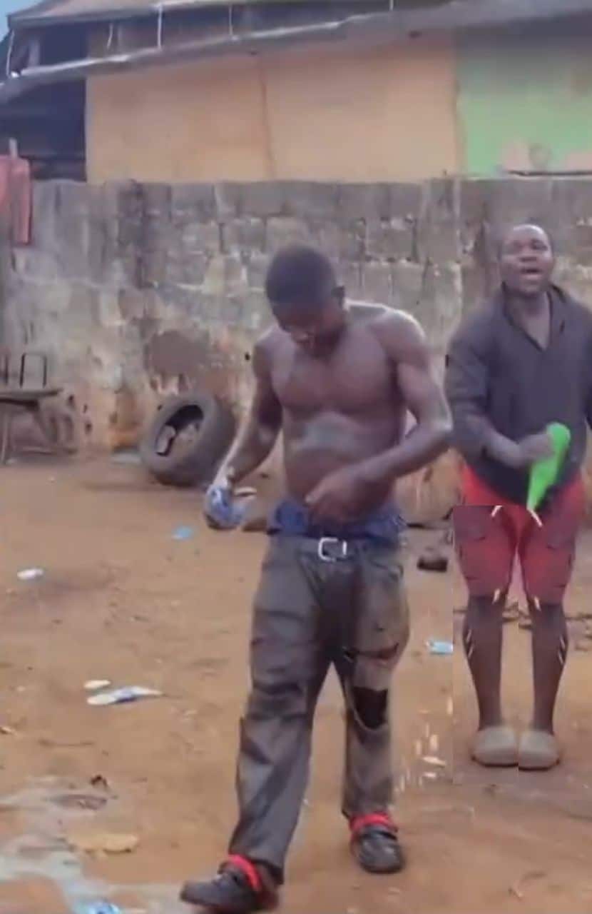 Lady surprises boyfriend who is a mechanic at workshop on his birthday (Video)